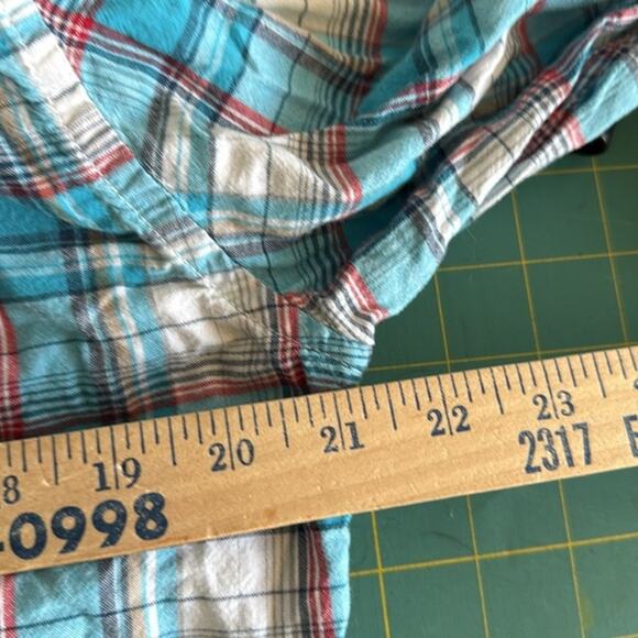 Aeropostale Y2K Women's Blue Plaid Button Up Shirt Top Long Sleeves sz M - Picture 4 of 5